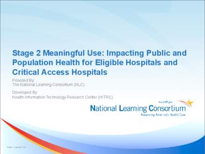 Stage 2 Meaningful Use Population and Public Health Measures