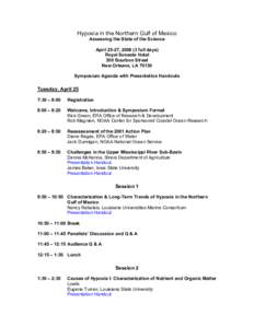 Hypoxia in the Northern Gulf of Mexico Symposium Agenda and Handouts