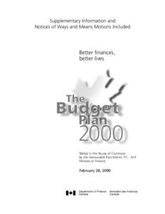 bptoc-Eng•good[removed]:36 AM Page 1  Supplementary Information and Notices of Ways and Means Motions Included  Better finances,