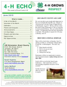 4-H ECHO  RESPECT The sounds of Grant County 4-H