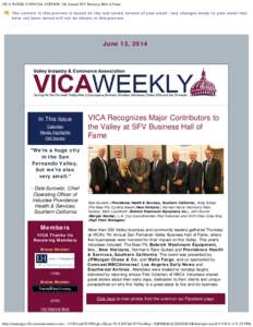 VICA WEEKLY SPECIAL EDITION: 7th Annual SFV Business Hall of Fame