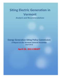 Siting Electric Generation in Vermont