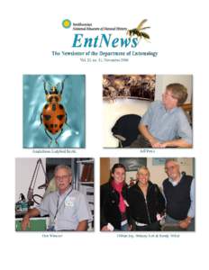 On the Cover: • Ladybird illustration by N.Vandenberg (see Travel notes); • Jeff Pettis, ARS/USDA Research Leader of the Bee Lab was the speaker for the November meeting of ESW (photo taken by G.Hevel;