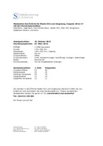 Mediadaten Das Örtliche für Nieder-Olm und Umgebung, Ausgabemit den Verzeichabschnitten: Essenheim, Jugenheim, Klein-Winternheim, Nieder-Olm, Ober-Olm Sörgenloch, Stadecken-Elsheim, Zornheim.  Anzeigenschluss