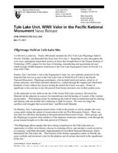 Tule Lake Unit, World War II Valor in the Pacific National Monument  PO Box 1240