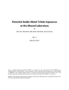 Potential Stable Metal Tritide Exposures at the Mound Laboratory by Sam Chu, Bob Morris, Billy Smith, Mel Chew, and Leo Faust  Rev. 0