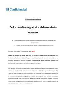 Tribuna Internacional  De los desafíos migratorios al desconcierto europeo 