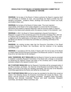 BOARD OF VISITORS' AMENDMENTS TO  BY-LAWS RESOLUTION