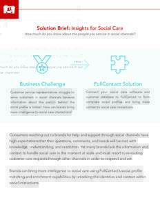 Solution Brief: Insights for Social Care How much do you know about the people you service in social channels? Business Challenge  FullContact Solution