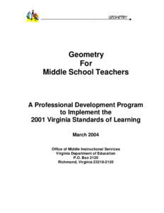 Geometry For Middle School Teachers A Professional Development Program to Implement the