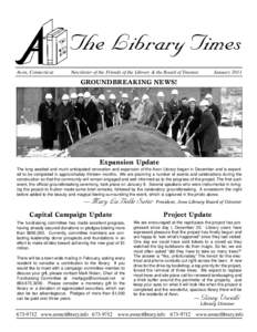 The Library Times Avon, Connecticut Newsletter of the Friends of the Library & the Board of Trustees  January 2011