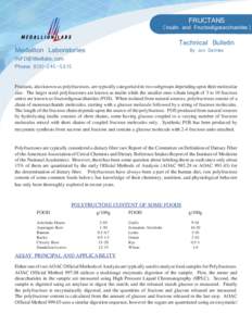 FRUCTANS  (Inulin and Fructooligosaccharides) Technical Bulletin