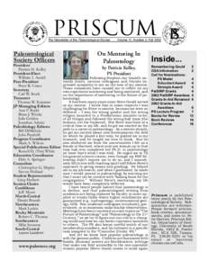 PRISCUM The Newsletter of the Paleontological Society Paleontological Society Officers President
