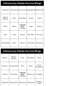 Infomocracy Debate Survival Bingo Clandestine Rigged Election