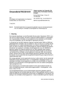 Omzendbrief RO[removed]Vlaams minister van Financiën, Begroting, Werk, Ruimtelijke Ordening en Sport Koning Albert II-laan 19 bus[removed]Brussel