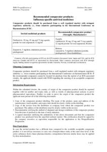 Recommended comparator products: