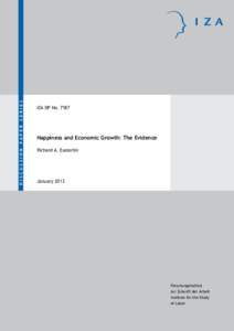 Emotions / Personal life / Positive psychology / Happiness / Easterlin paradox / Welfare economics / Gross domestic product / Richard Easterlin / Economic growth / Economics / Mind / Ethics