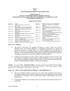 Manual on Uniform Traffic Control Devices - Supplemental Rules for Guide Signs on Freeways, Expressways and Conventional Highways