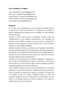 De lo analógico a lo digital Alvaro Adib Barreiro /  Prof. Asist. H. Angelelli /  Rossina Ramirez /  Martín Goncalves /  Letic