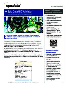 EPIC DATA PRODUCT SHEET  Epic Data UID Validator ™