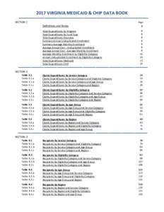 2017 VIRGINIA MEDICAID & CHIP DATA BOOK SECTION 1 Page  Definitions and Notes