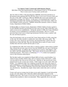 Los Alamos County Commercial Audit Summary Report NM Office of the State Engineer/Bureau of Reclamation Grant No. 07-FG[removed]Water Conservation Training Audits and Retrofits The New Mexico Office of the State Engineer