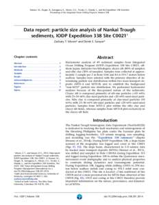 Strasser, M., Dugan, B., Kanagawa, K., Moore, G.F., Toczko, S., Maeda, L., and the Expedition 338 Scientists Proceedings of the Integrated Ocean Drilling Program, Volume 338 Data report: particle size analysis of Nankai 