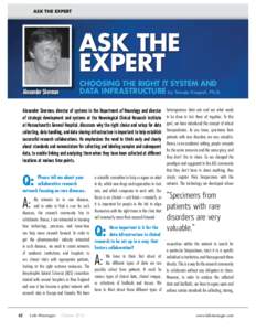 ASK THE EXPERT  ASK THE EXPERT Alexander Sherman