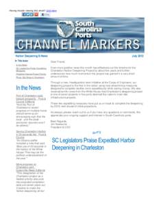 Having trouble viewing this email? Click here  Harbor Deepening E-News In This Issue  July 2012