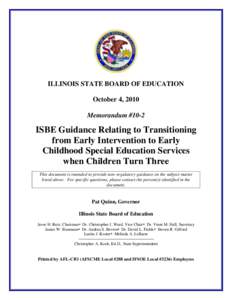 ISBE Guidance Relating to Transitioning from Early Intervention to Early Childhood Special Education Services when Children Turn Three