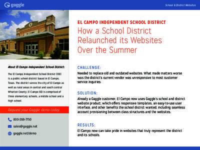 School & District Websites  EL CAMPO INDEPENDENT SCHOOL DISTRICT How a School District Relaunched its Websites