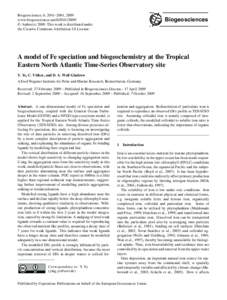 Biogeosciences, 6, 2041–2061, 2009 www.biogeosciences.net/ © Author(sThis work is distributed under the Creative Commons Attribution 3.0 License.  Biogeosciences