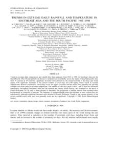 INTERNATIONAL JOURNAL OF CLIMATOLOGY Int. J. Climatol. 21: 269–[removed]DOI: [removed]joc.610 TRENDS IN EXTREME DAILY RAINFALL AND TEMPERATURE IN SOUTHEAST ASIA AND THE SOUTH PACIFIC: 1961 – 1998