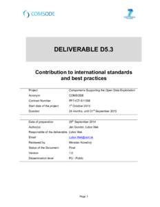 DELIVERABLE D5.3  Contribution to international standards and best practices Project