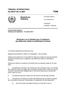 TRIBUNAL INTERNATIONAL DU DROIT DE LA MER RÉUNION DU TRIBUNAL