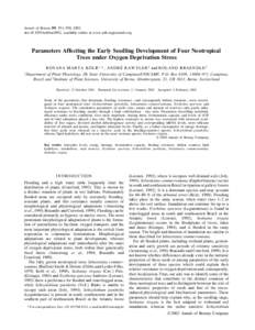 Annals of Botany 89: 551±558, 2002 doi:aob/mcf092, available online at www.aob.oupjournals.org Parameters Affecting the Early Seedling Development of Four Neotropical Trees under Oxygen Deprivation Stress R O S 