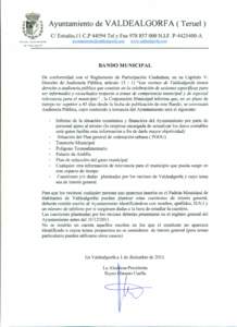 Ayuntamiento de V ALDEALGORF A ( Teruel ) CI Estudio,11 C.P[removed]Tel y Fax[removed]Excmo. Ayumarmento [removed]