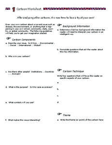 1 Cartoon Worksheet After analyzing other cartoons, it is now time to have a try at your own! Draw your own cartoon about a current issue such as disease, the environment, or anything that is happening in your own school