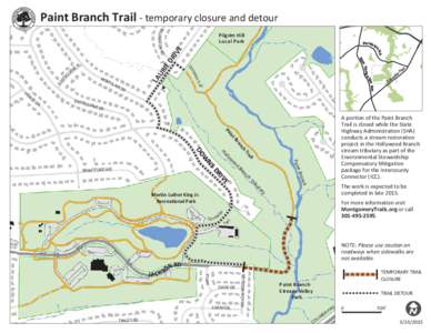 Paint Branch Trail - temporary closure and detour VE ED RI