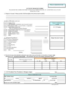 RESET FORM  Finance & Administration Use Only _______ - _____ - _______ - _______  ACCOUNT REQUEST FORM