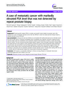 Prostate cancer / Prostate-specific antigen / Prostate biopsy / Metastasis / Prostate / Transitional cell carcinoma / Benign prostatic hyperplasia / Cancer of unknown primary origin / Breast cancer / Medicine / Biopsy / Histopathology