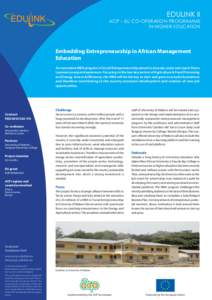 EDULINK II  ACP – EU CO-OPERATION PROGRAMME IN HIGHER EDUCATION  Embedding Entrepreneurship in African Management
