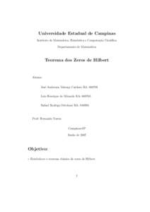 Universidade Estadual de Campinas Instituto de Matem´atica, Estat´ıstica e Computa¸c˜ao Cient´ıfica Departamento de Matem´atica