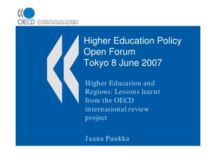 Higher Education Institutions and Regional Development: Policy  Messages