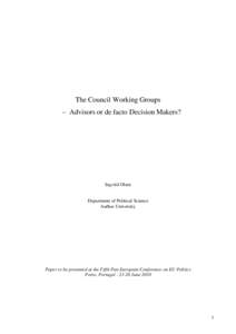 Microsoft Word - The Council Working Groups Advisors or de facto Decision Makers[1].doc