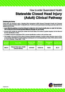 How to order Queensland Health Statewide Closed Head Injury (Adult) Clinical Pathway
