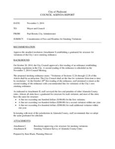 City of Piedmont COUNCIL AGENDA REPORT DATE: November 3, 2014