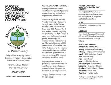 MASTER GARDENER ASSOCIATION OF PASSAIC COUNTY 2012