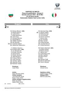 RAPPORT DU MATCH Phase de qualification - Groupe H Samedi, 28 mars:45 HEC (21:45 heure locale) Natsionalen Stadion Vasil Levski, Sofia