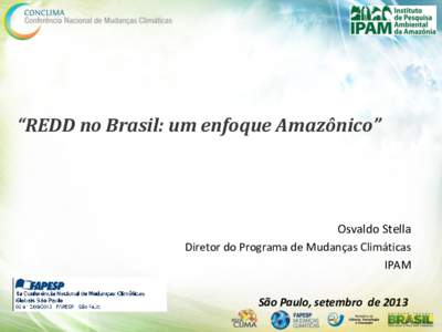 “REDD no Brasil: um enfoque Amazônico”  Osvaldo Stella Diretor do Programa de Mudanças Climáticas IPAM São Paulo, setembro de 2013